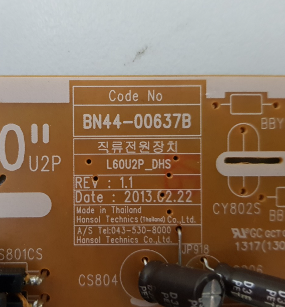 GENUINE SAMSUNG UA60F8000 POWER SUPPLY BOARD BN44-00637B L60U2P_DHS