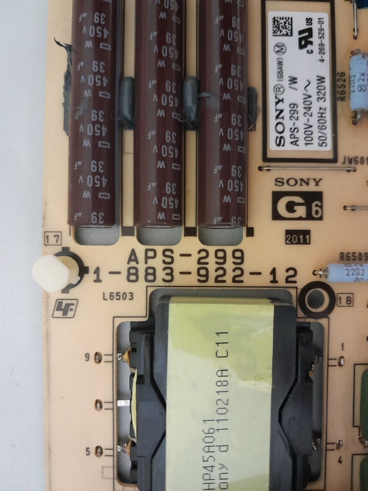 GENUINE SONY KDL- 55NX720 POWER SUPPLY BOARD APS-299 G6 147430411 1-883-922-12