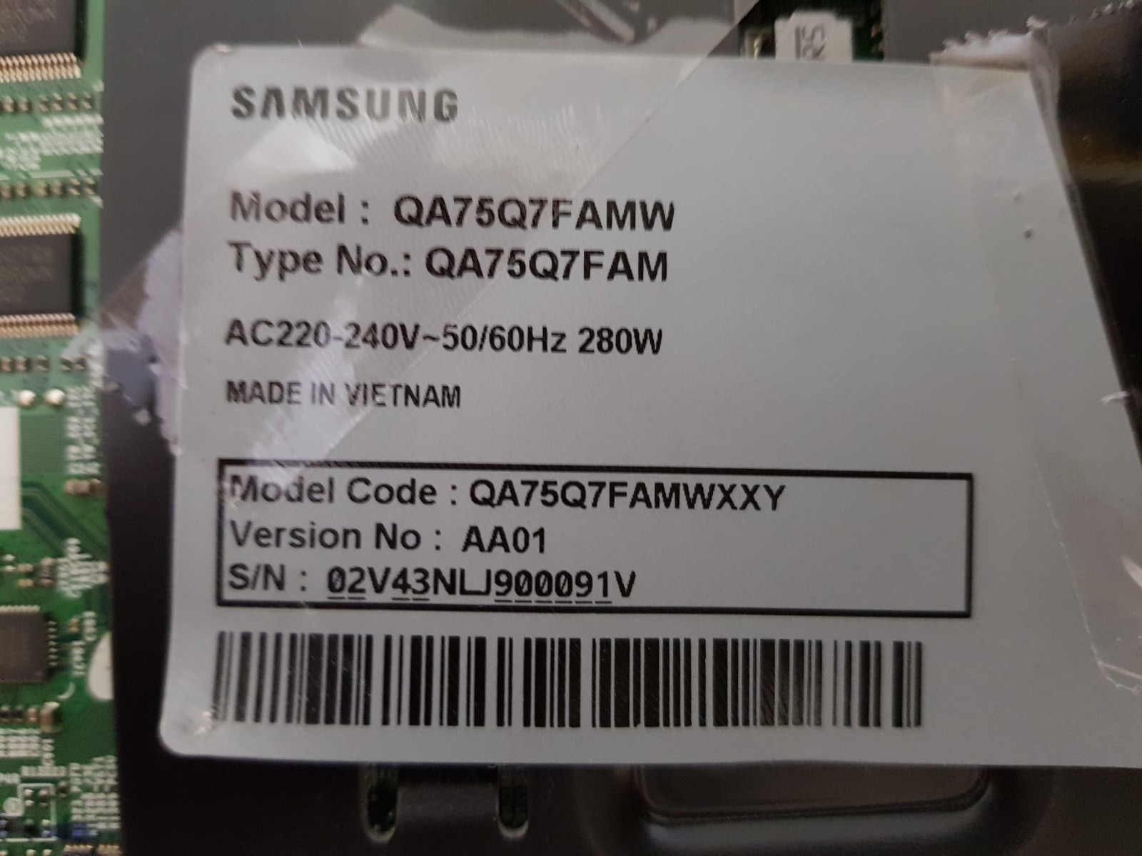 GENUINE SAMSUNG QA75Q7FAM WXXY (VER AA01) MAIN BOARD BN94-11487E