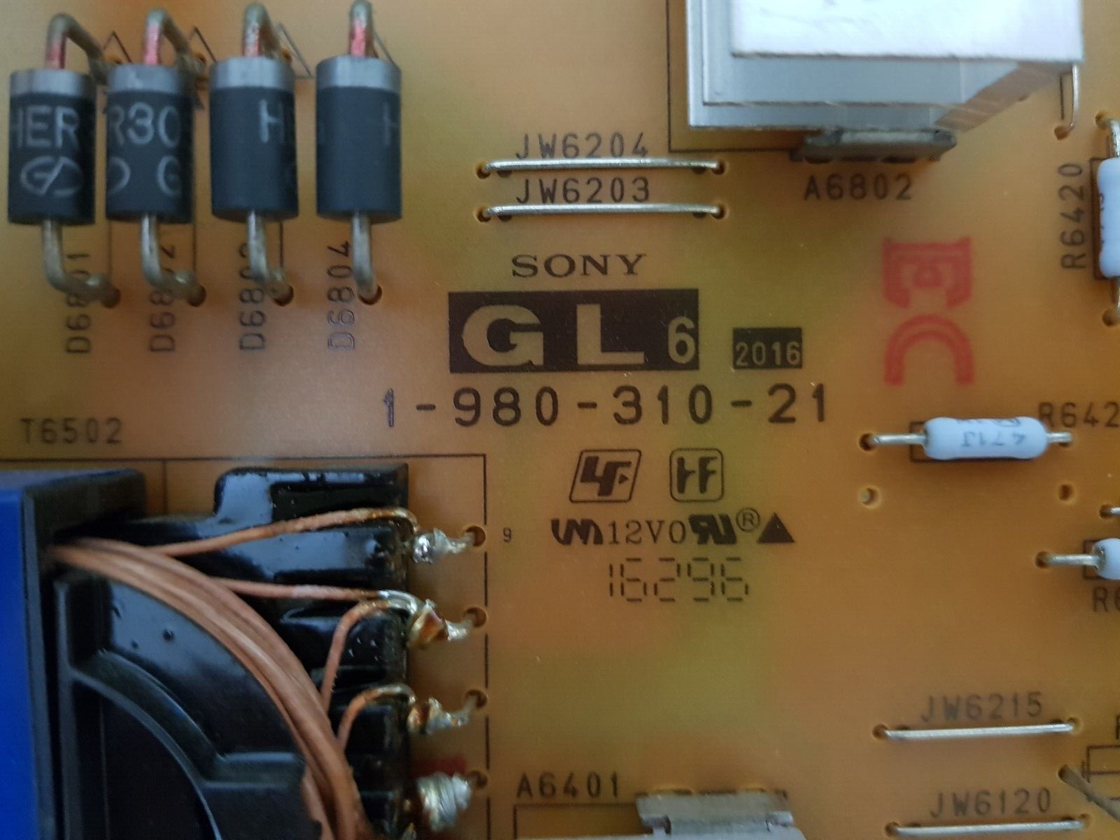 GENUINE SONY KD 65X7500D POWER SUPPLY BOARD 1-980-310-21 147463321 APS-395/B GL6