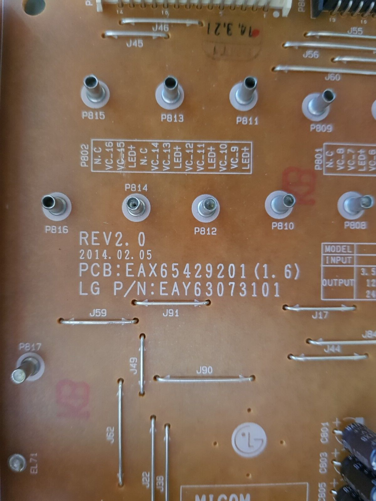 GENUINE LG 65LB7500 POWER SUPPLY BOARD EAY63073101 EAX65429201 (1.6)