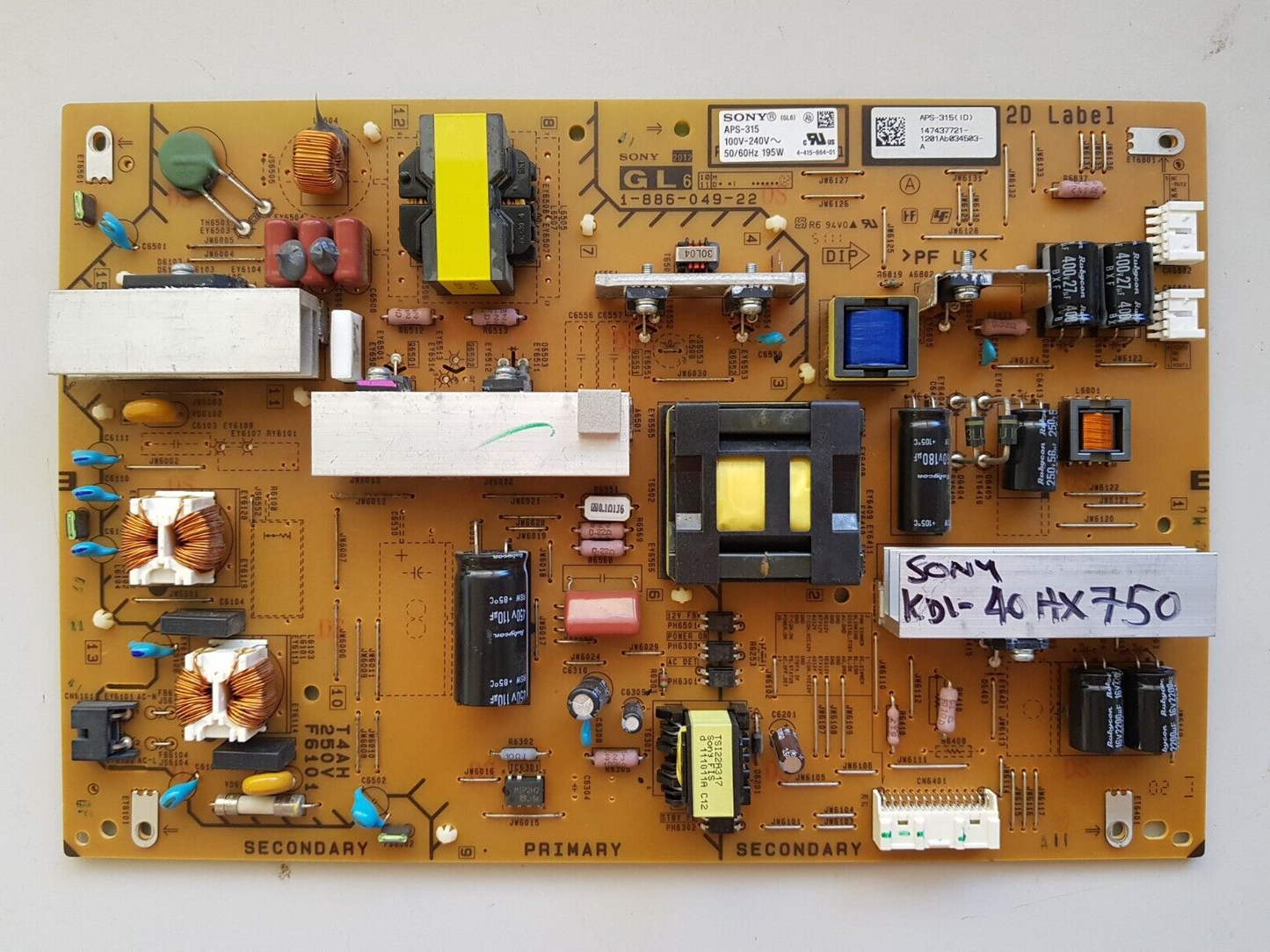 GENUINE SONY KDL40HX750 POWER SUPPLY BOARD 147437721 APS-315 1-886-049-22 GL6