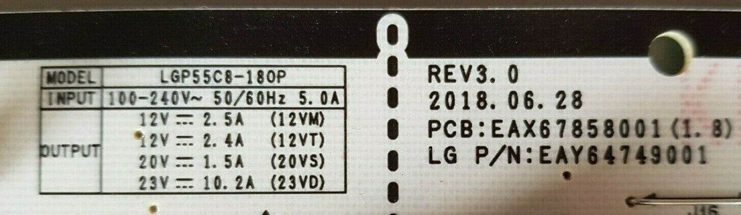 GENUINE LG OLED 55B8 POWER SUPPLY BOARD EAY64749001 EAX67858001 LGP55C8-180P