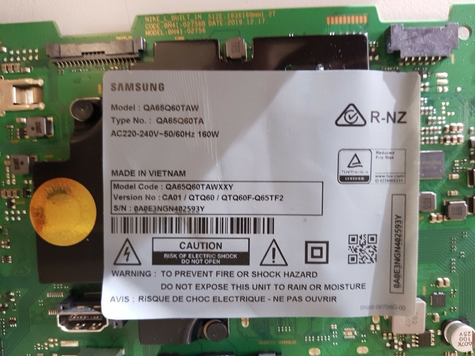 GENUINE SAMSUNG QA65Q60TAW (VER-CA01) MAIN BOARD BN94-15325U BN41-02756B
