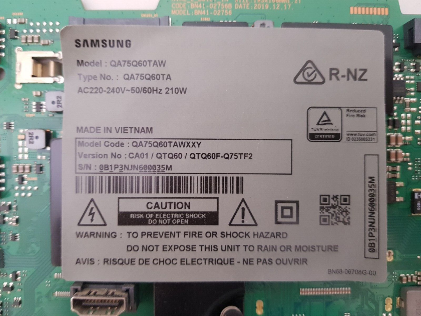 GENUINE SAMSUNG QA75Q60TAWXXY (VER CA01) MAIN BOARD BN94-15325V