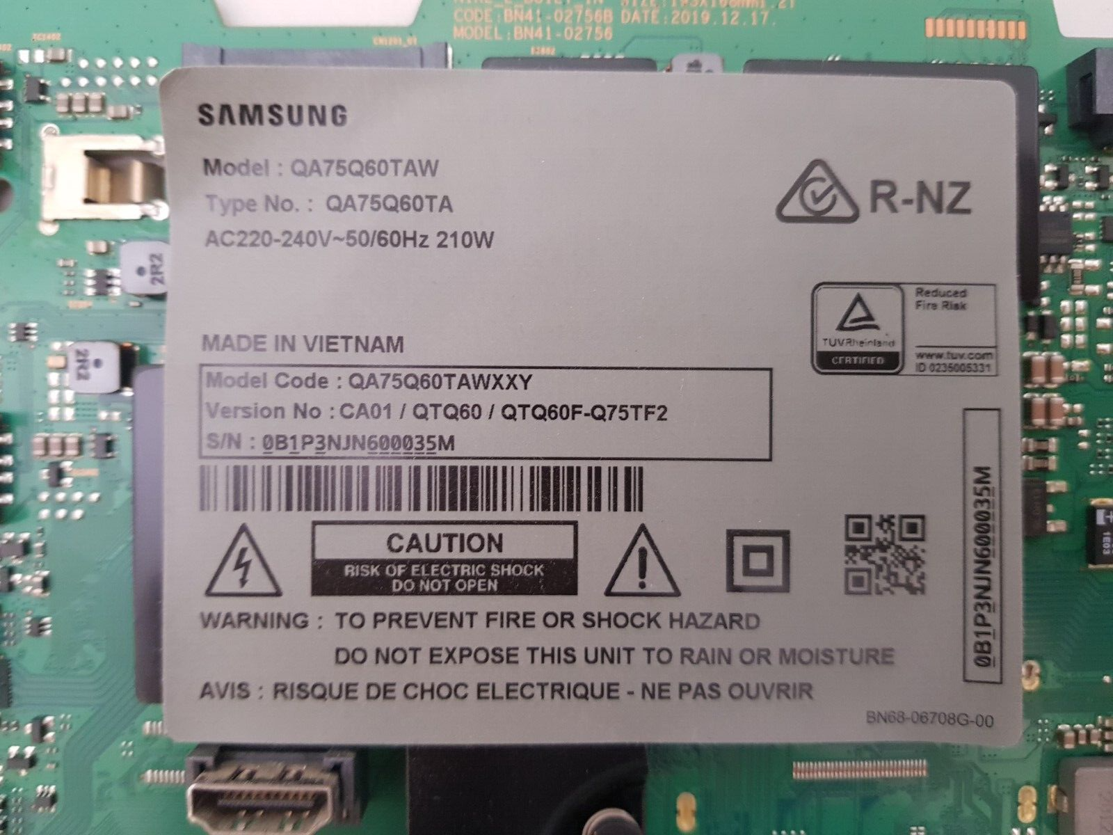 GENUINE SAMSUNG QA75Q60TAWXXY (VER CA01) MAIN BOARD BN94-15325V