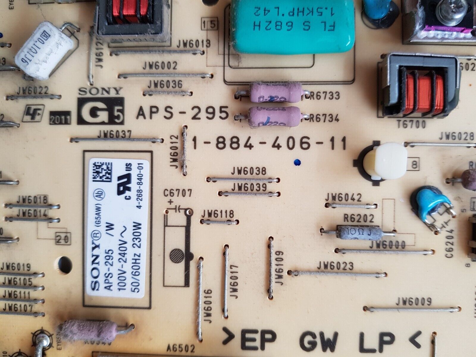 GENUINE SONY KDL 46HX820 POWER SUPPLY BOARD G5 APS-295/W