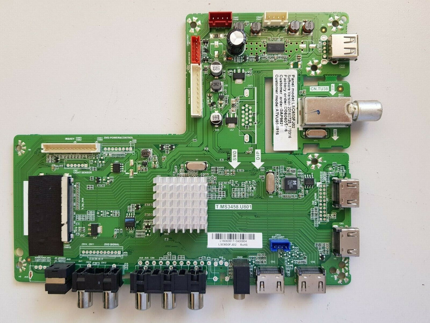 GENUINE BAUHN ATVU65-0916 MAIN BOARD T.MS3458.U801 L16063629