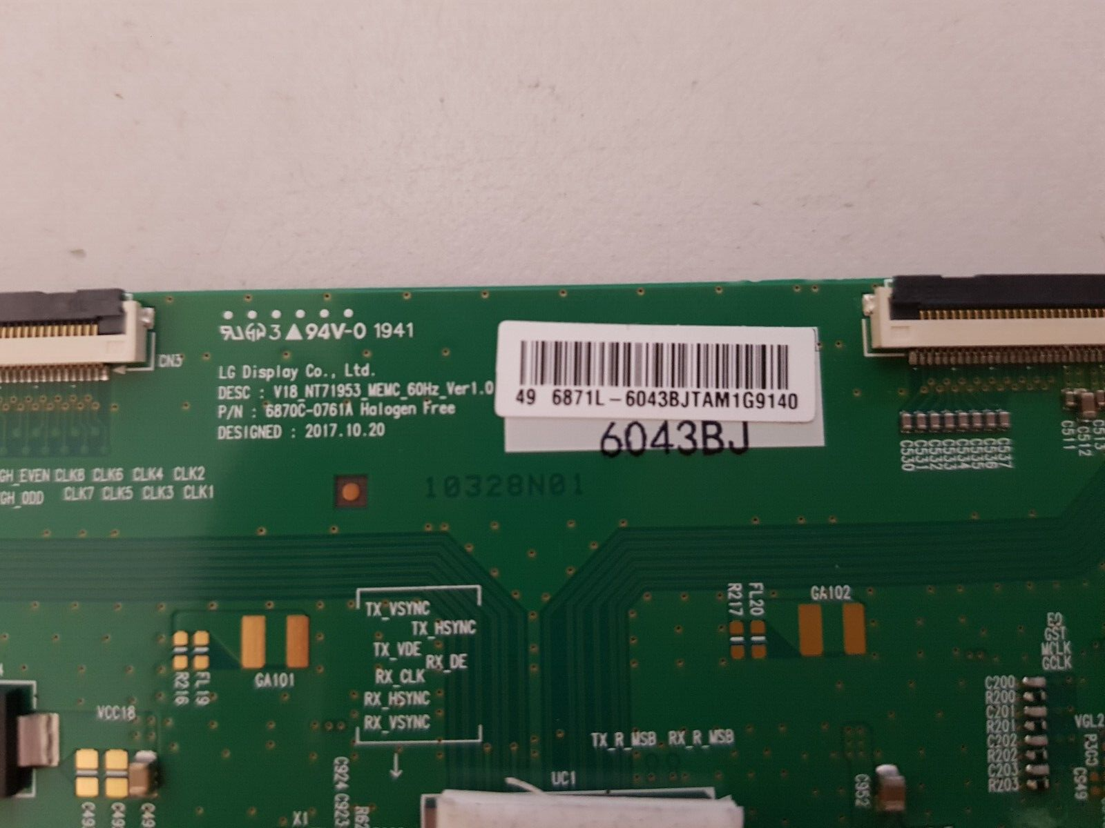 GENUINE SONY  KD- 49X8000G TCON BOARD 6871L-6043B