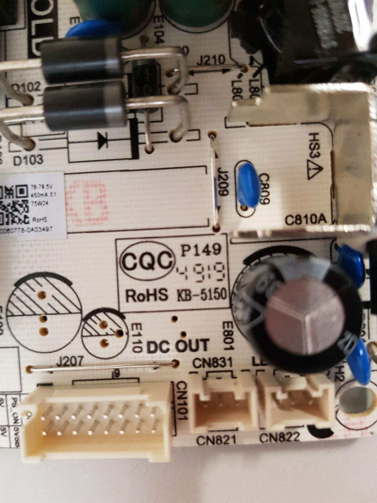 GENUINE BAUHN ATV50UHDS-0820 POWER SUPPLY BOARD W.75W2.801 ROHS KB-5150
