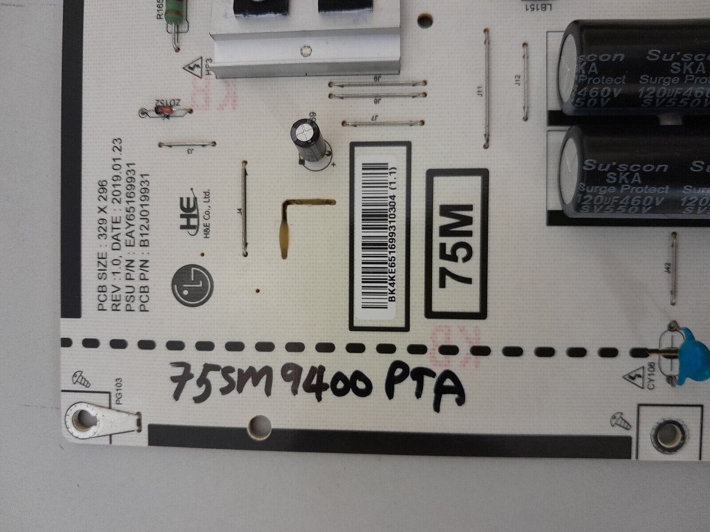GENUINE LG 75SM9400PTA POWER SUPPLY BOARD EAY65169931 LGP75M-19SP