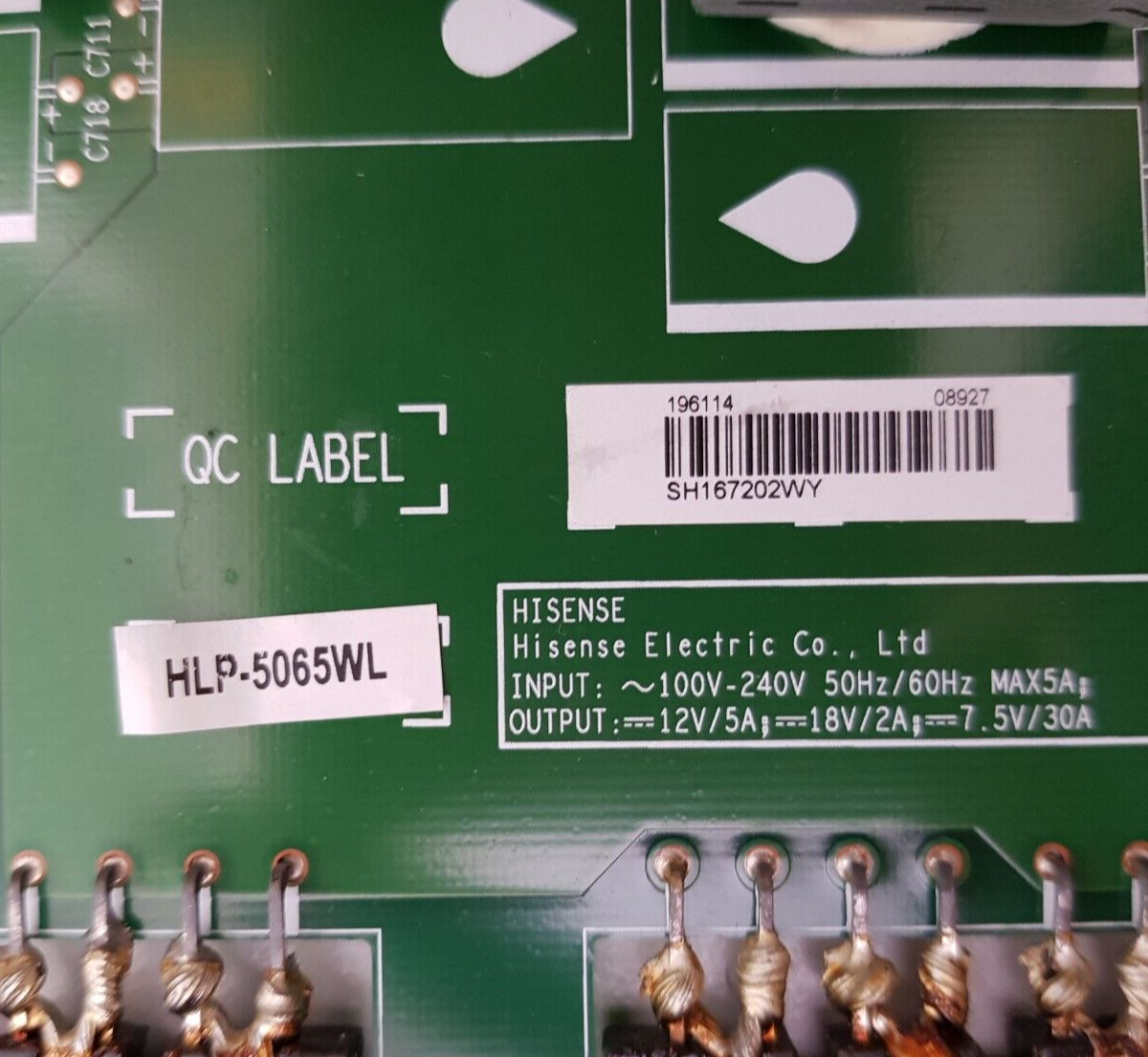 GENUINE HISENSE 70M7000UWG POWER SUPPLY BOARD RSAG7.820.6745 HLP-5065WL