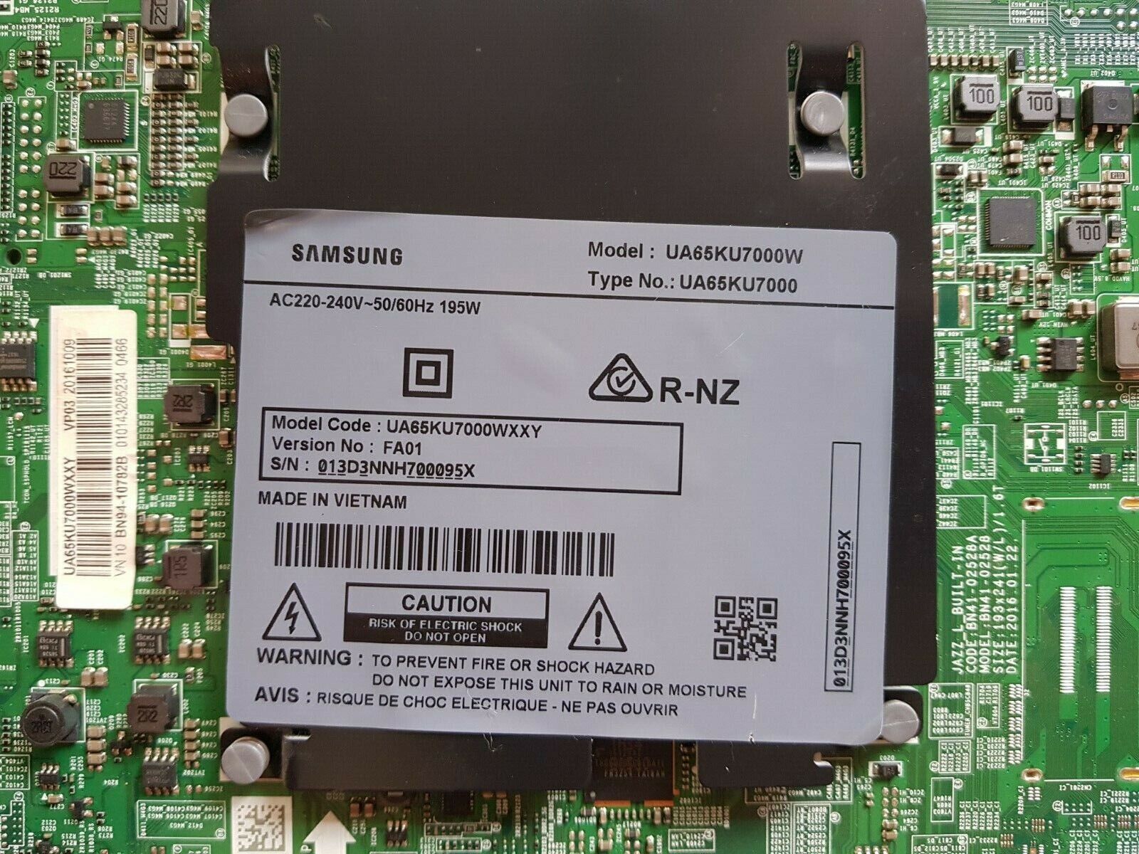 GENUINE SAMSUNG UA65KU7000WXXY (VER FA01) MAIN BOARD BN94-10782B BN41-02528A