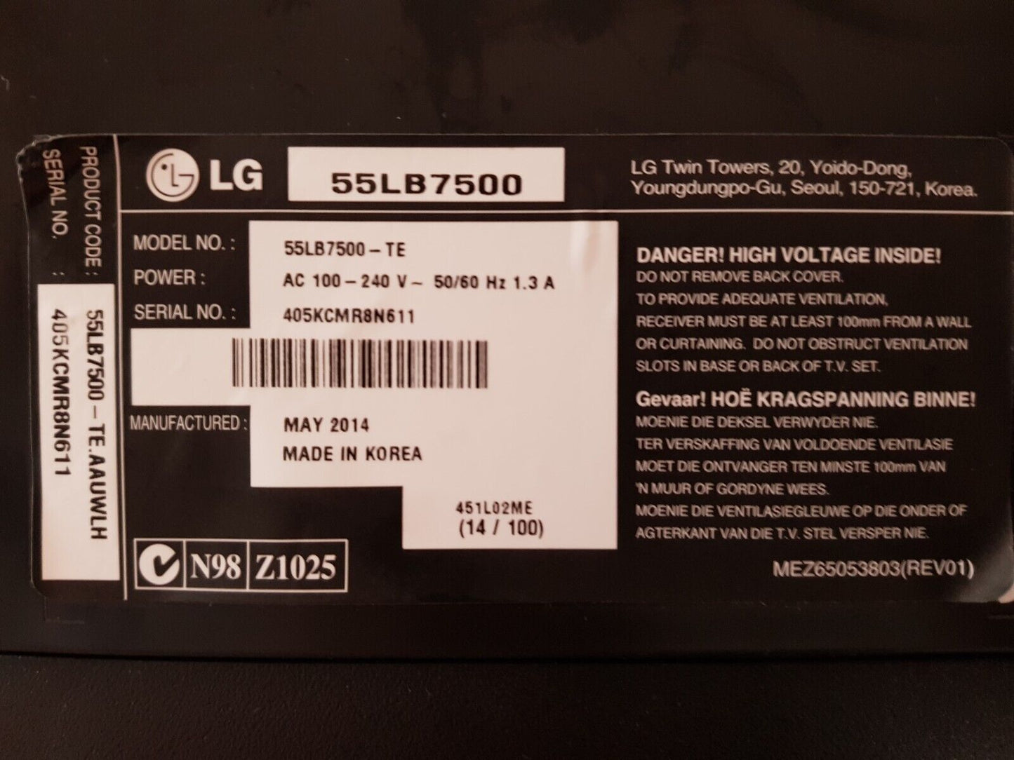 GENUINE LG 55LB7500 STAND & SCREWS