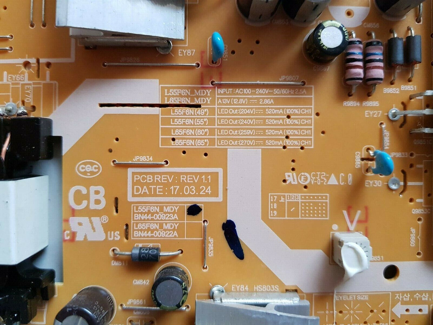 GENUINE SAMSUNG UA55LS003A POWER SUPPLY BOARD BN44-00923A L55F6N-MDY