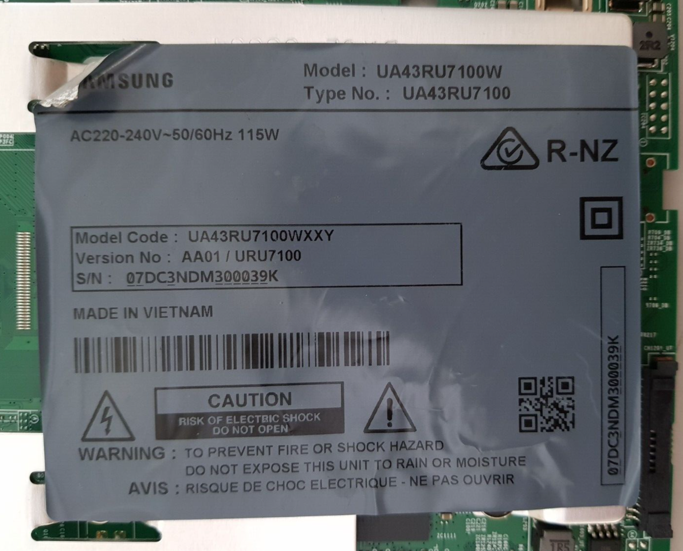 GENUINE SAMSUNG UA43RU7100 WXXY (VER AA01) MAIN BOARD BN94-14197H
