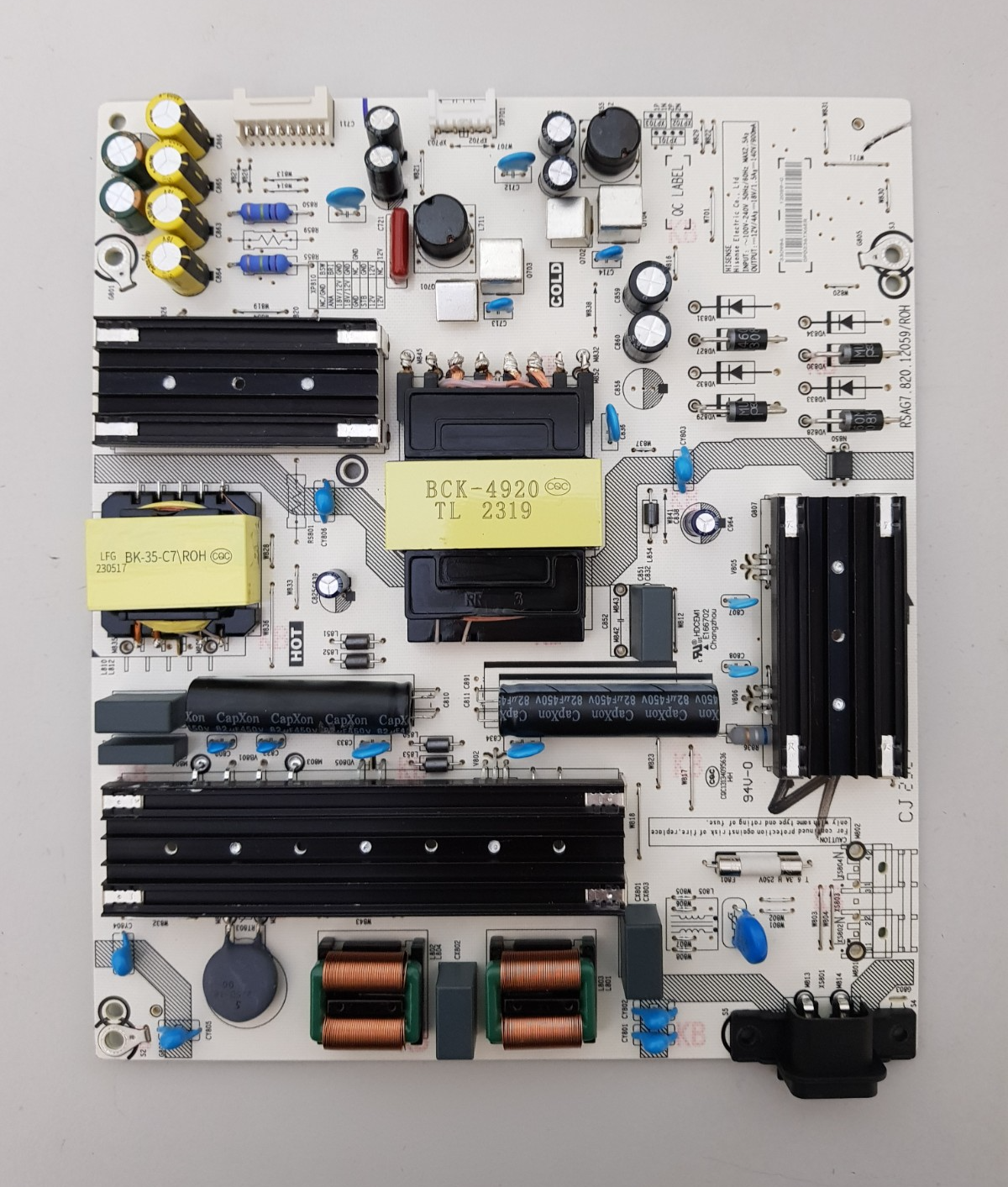 GENUINE HISENSE 65A7KAU POWER SUPPLY BOARD RSAG7.820.12059