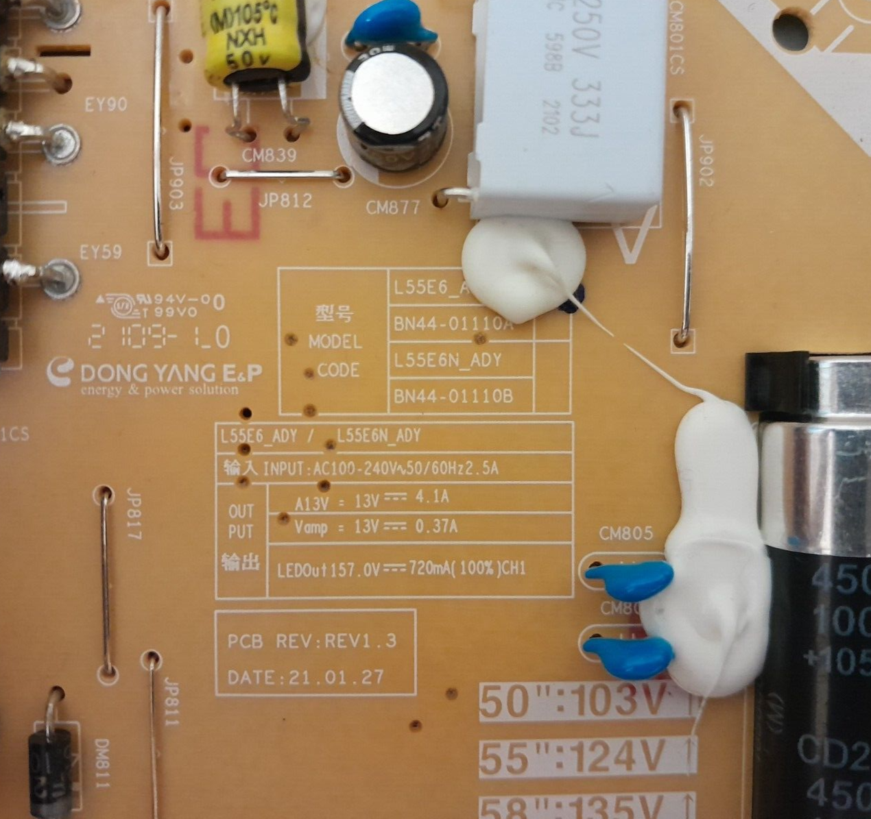 GENUINE SAMSUNG UA50AU8000 POWER SUPPLY BOARD L55E6_ADY BN44-01110A