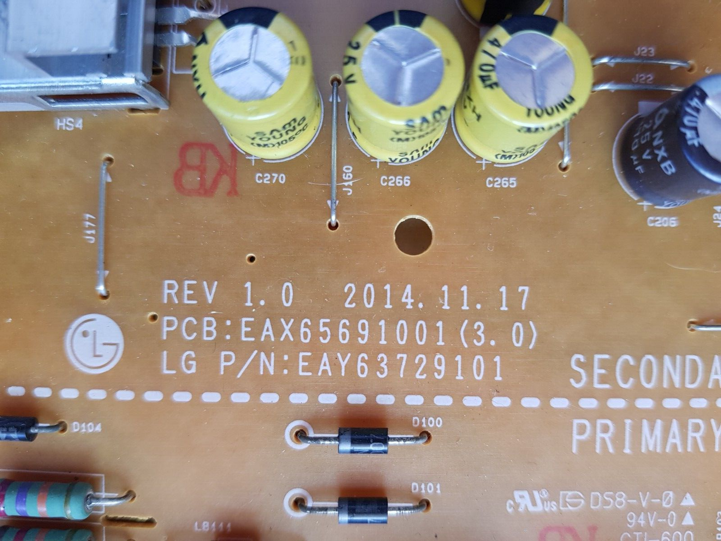 GENUINE LG 55UF770T POWER SUPPLY BOARD EAY63729101 EAX65691001 3.0 LGP4955-15UL6