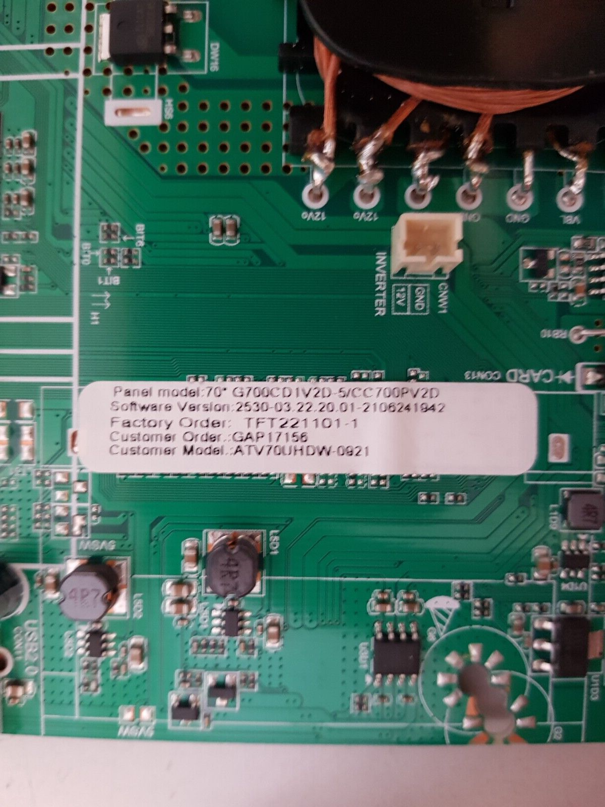 GENUINE BAUHN ATV70UHDW-0921 MAIN BOARD TFT221101 HK.T.RT2874P839