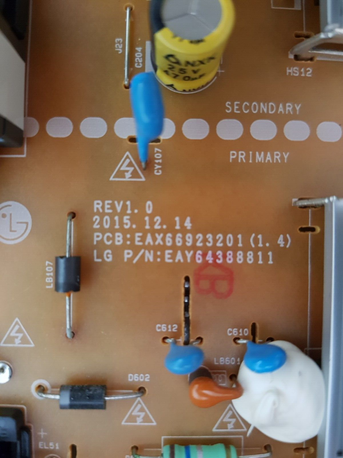 GENUINE LG 49UH610T POWER SUPPLY BOARD EAY64388811 EAX66923201 LGP49LIU-16CH1