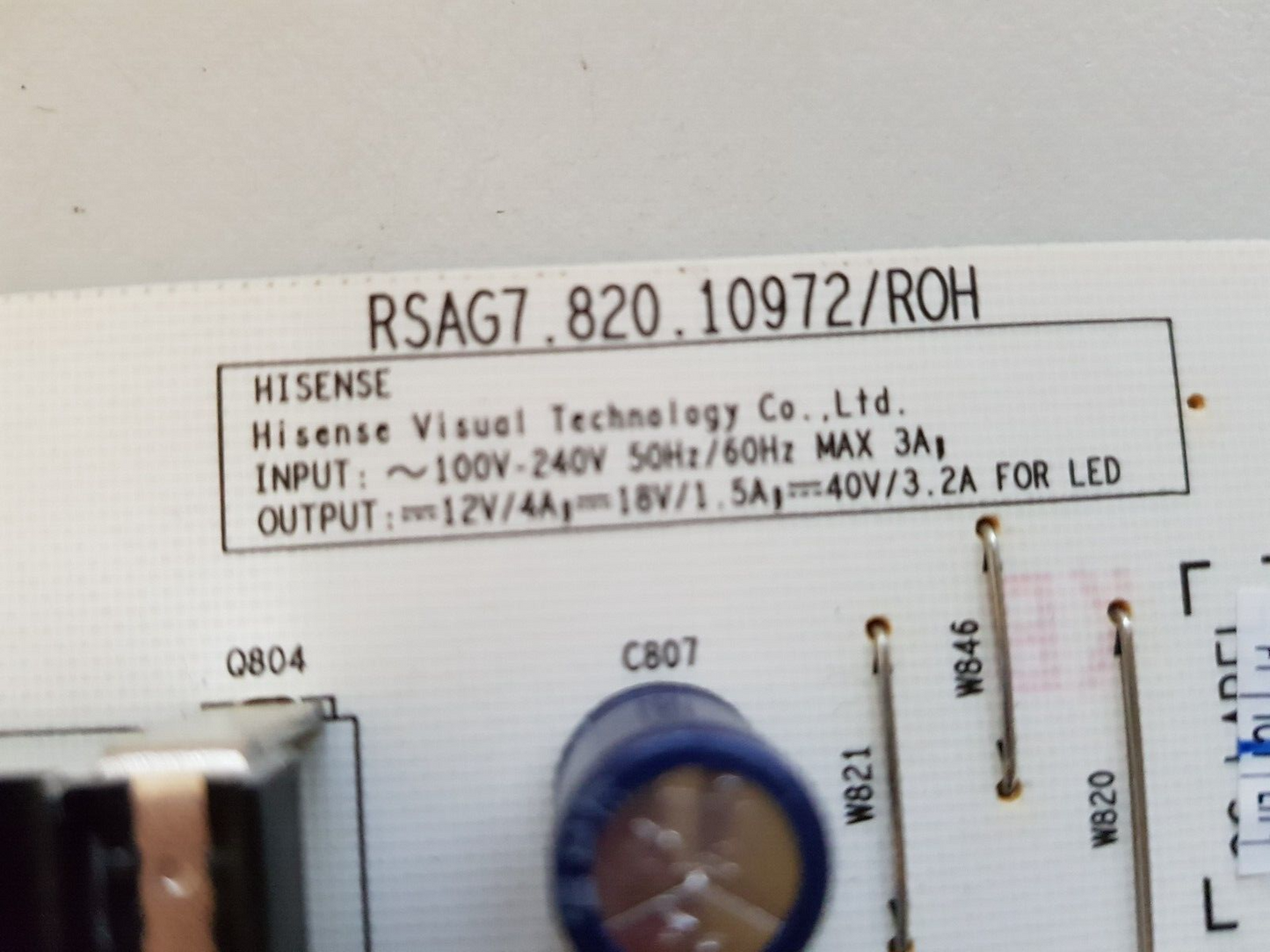 GENUINE HISENSE 65U6KAU POWER SUPPLY BOARD 335236 10972-G RSAG7.820.10972