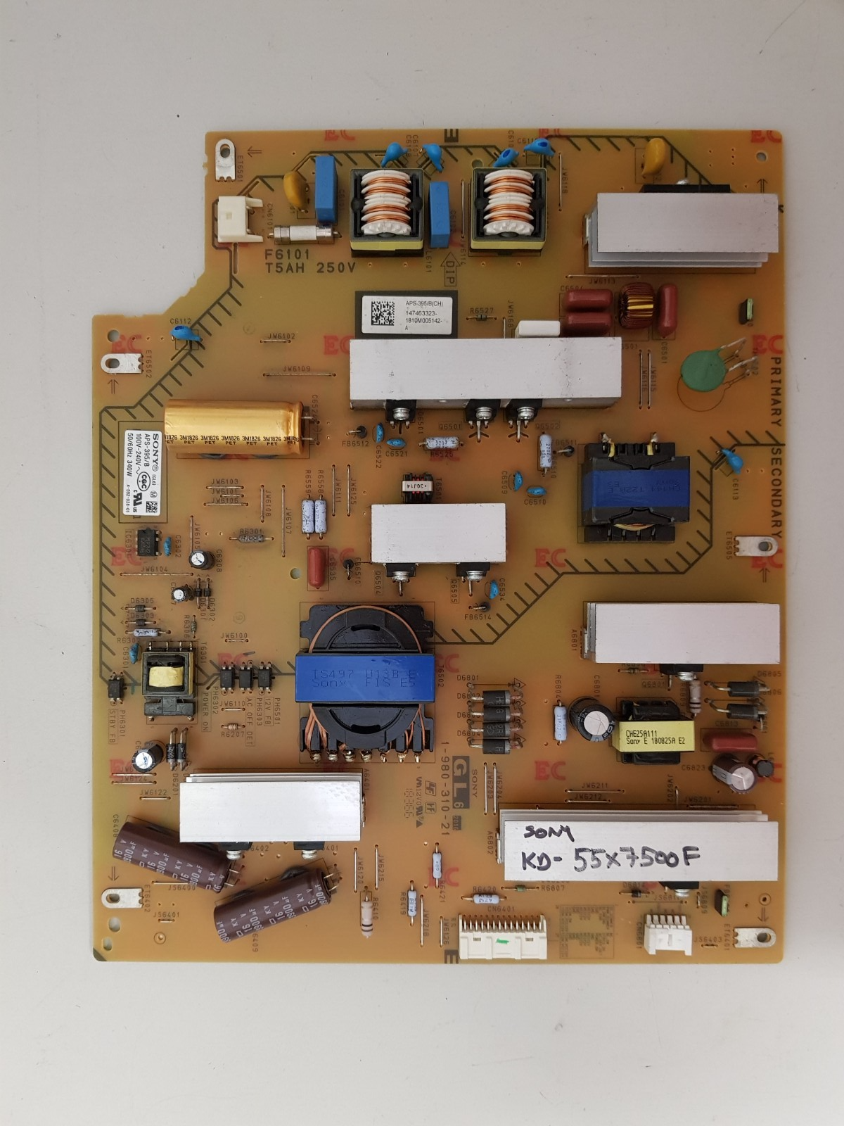 GENUINE SONY KD-55X7500F POWER SUPPLY BOARD GL6 APS-395/B 147463323 1-980-310-21