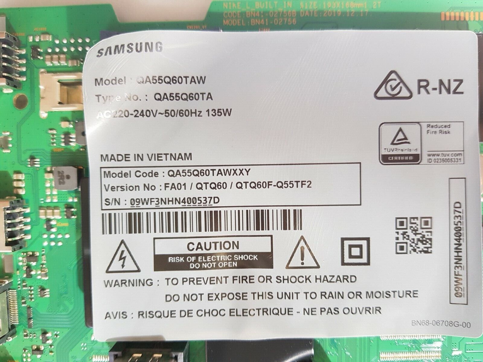 GENUINE SAMSUNG QA55Q60TAW XXY (VER:FA01) MAIN BOARD BN41-02756B BN94-15319N