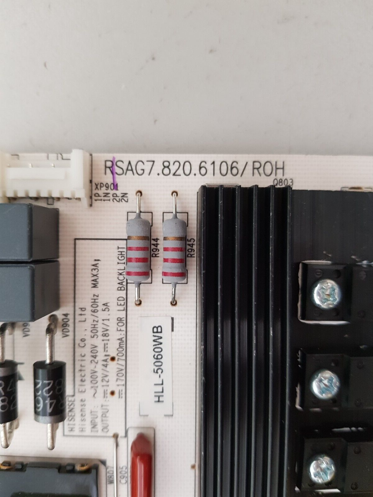 GENUINE HISENSE 55K3300UWT POWER SUPPLY BOARD RSAG7.820.6106 HLL-5060WB 193276