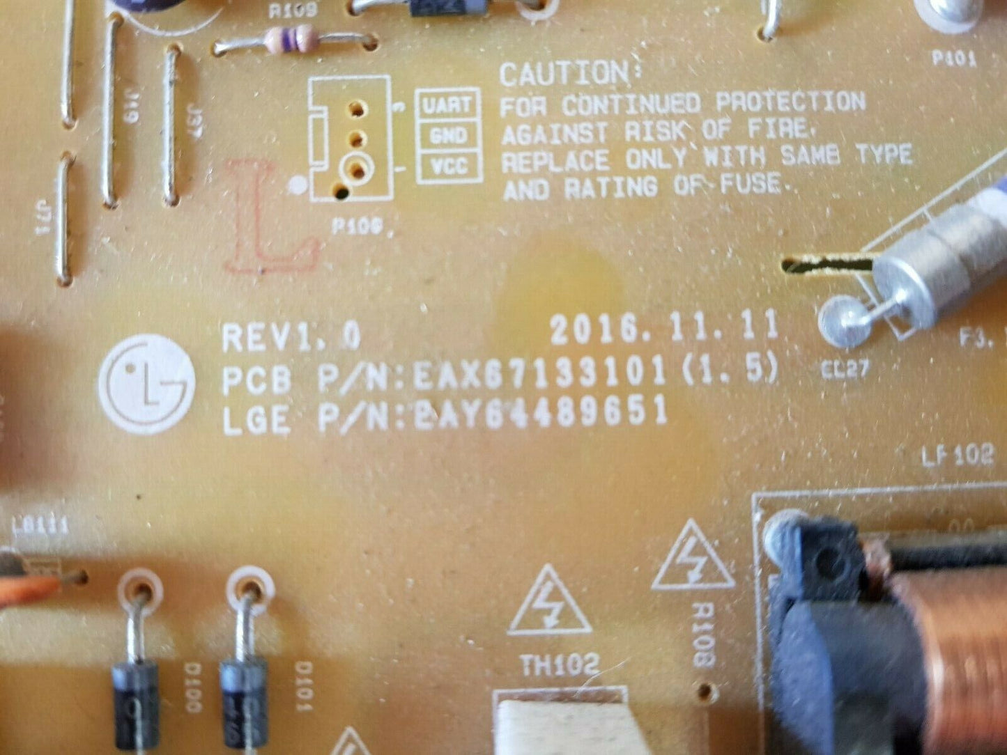 GENUINE LG 55SJ850T POWER SUPPLY BOARD EAY64489651 LGP55M-17SU12 EAX67133101