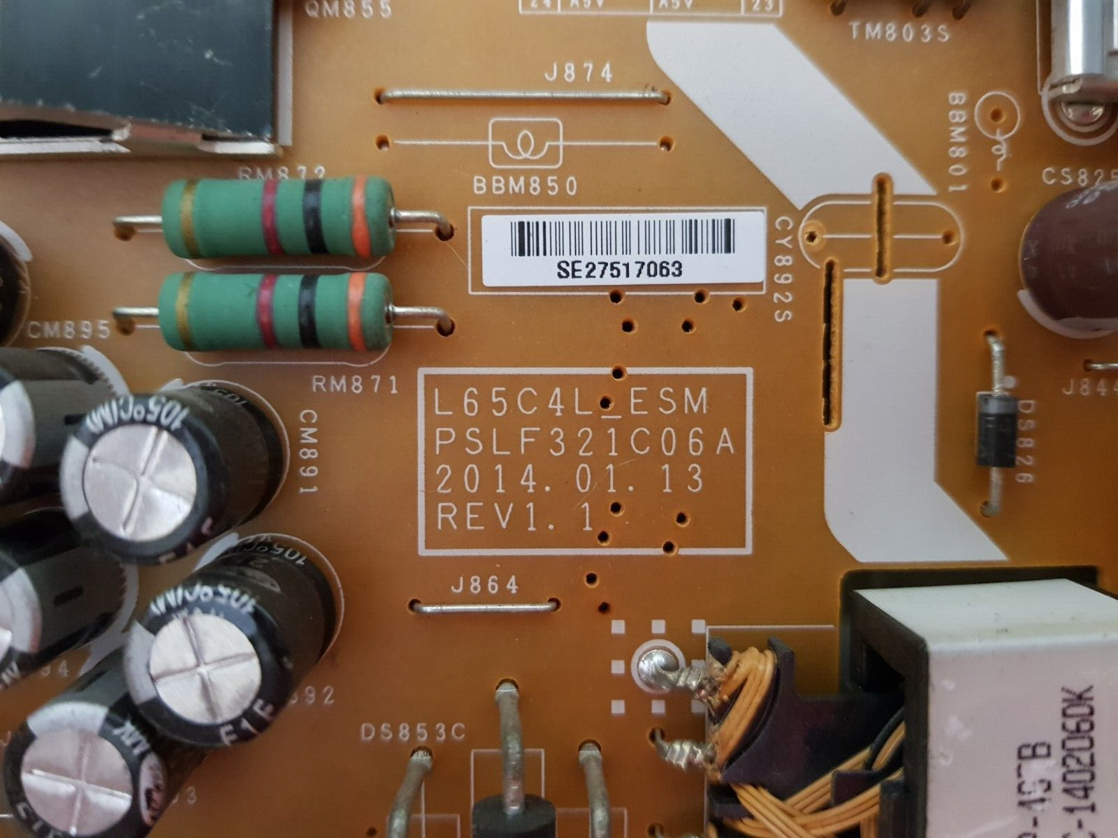 GENUINE SAMSUNG UA65HU9000 POWER SUPPLY BOARD BN44-00744A L65C4L_ESM PSLF321C06A