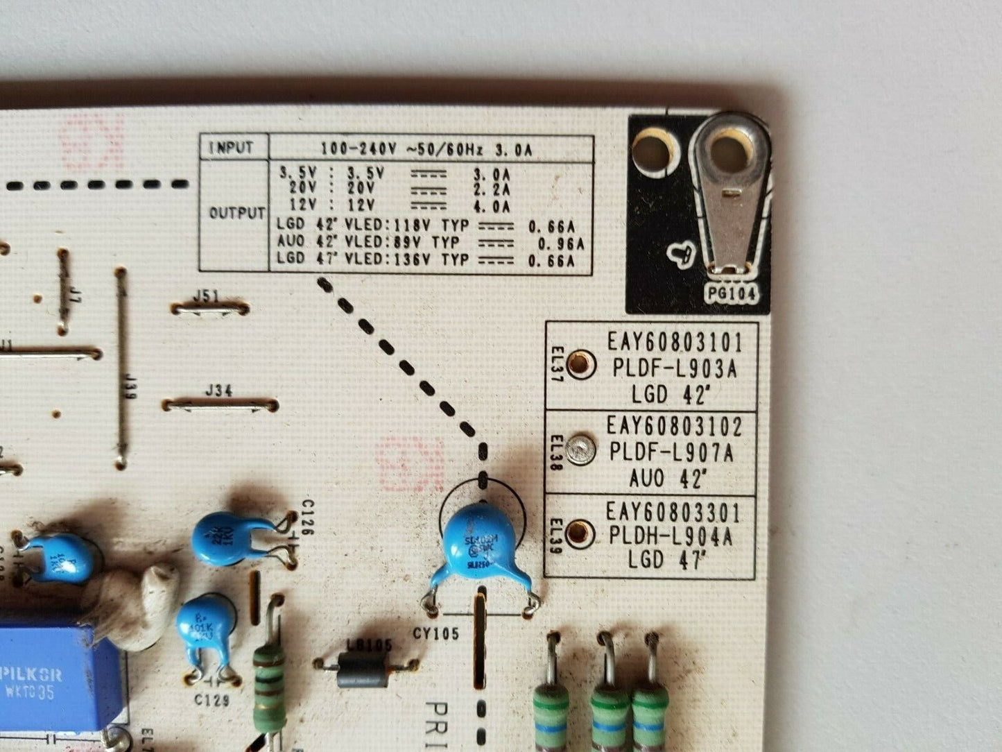 GENUINE LG 42LE4500 POWER SUPPLY BOARD EAY60803102 3PCGC10008A-R PLDF-L907A