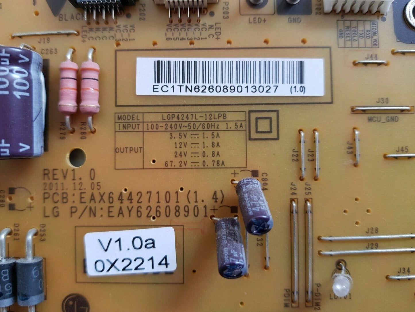GENUINE LG 42LS5700 POWER SUPPLY BOARD LGP4247L-12LPB EAY62608901