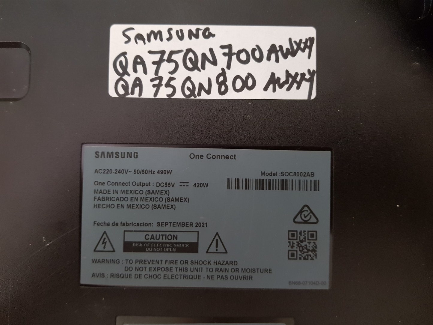 GENUINE SAMSUNG 75QN700 QN800 ONE CONNECT BOX SOC8002AB BN96-53951K BN44-01127A