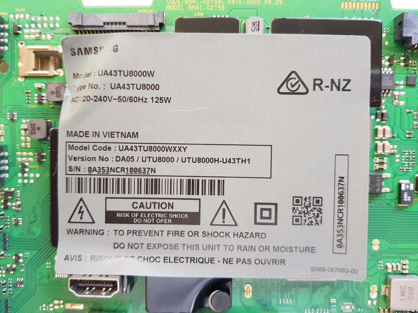 GENUINE SAMSUNG UA43TU8000WXXY (VER DA05) MAIN BOARD BN94-16079Z BN41-02756C