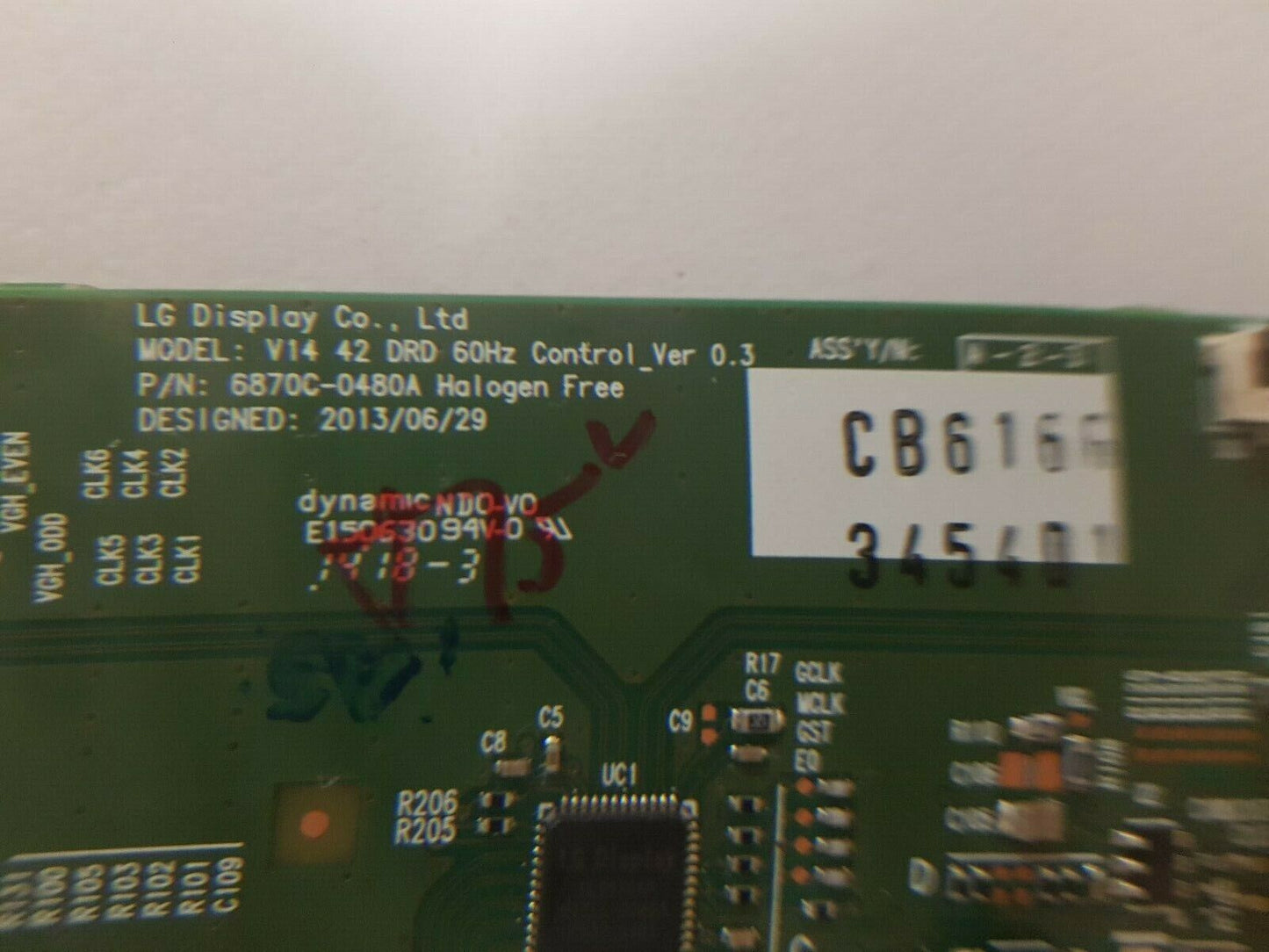 GENUINE LG 42LB5610 TCON BOARD 6870C-0480A 6871L-3454D