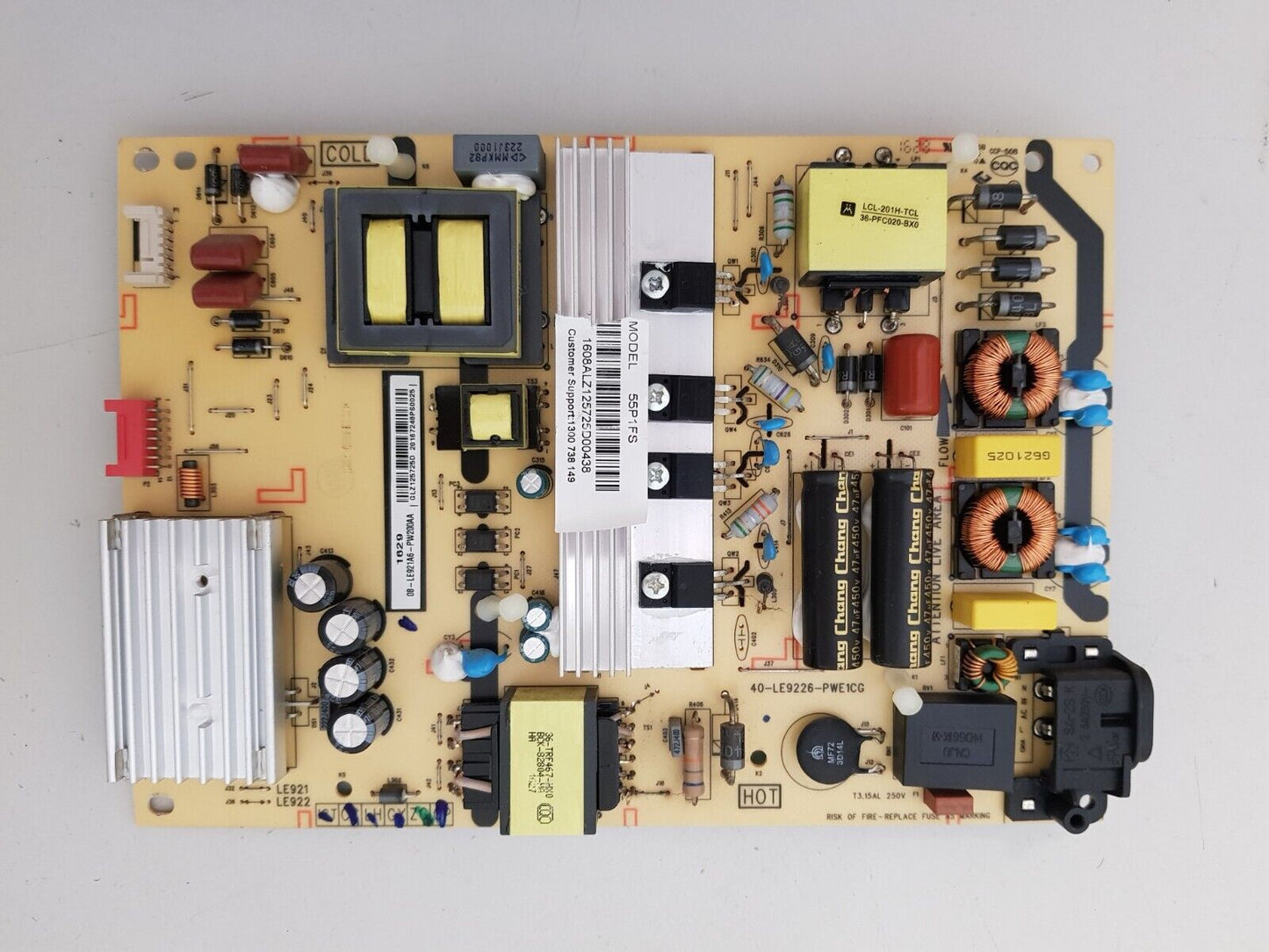 GENUINE TCL 55P1FS LED POWER SUPPLY BOARD 40-LE9226-PWE1CG 08-LE921A6-PW200AA