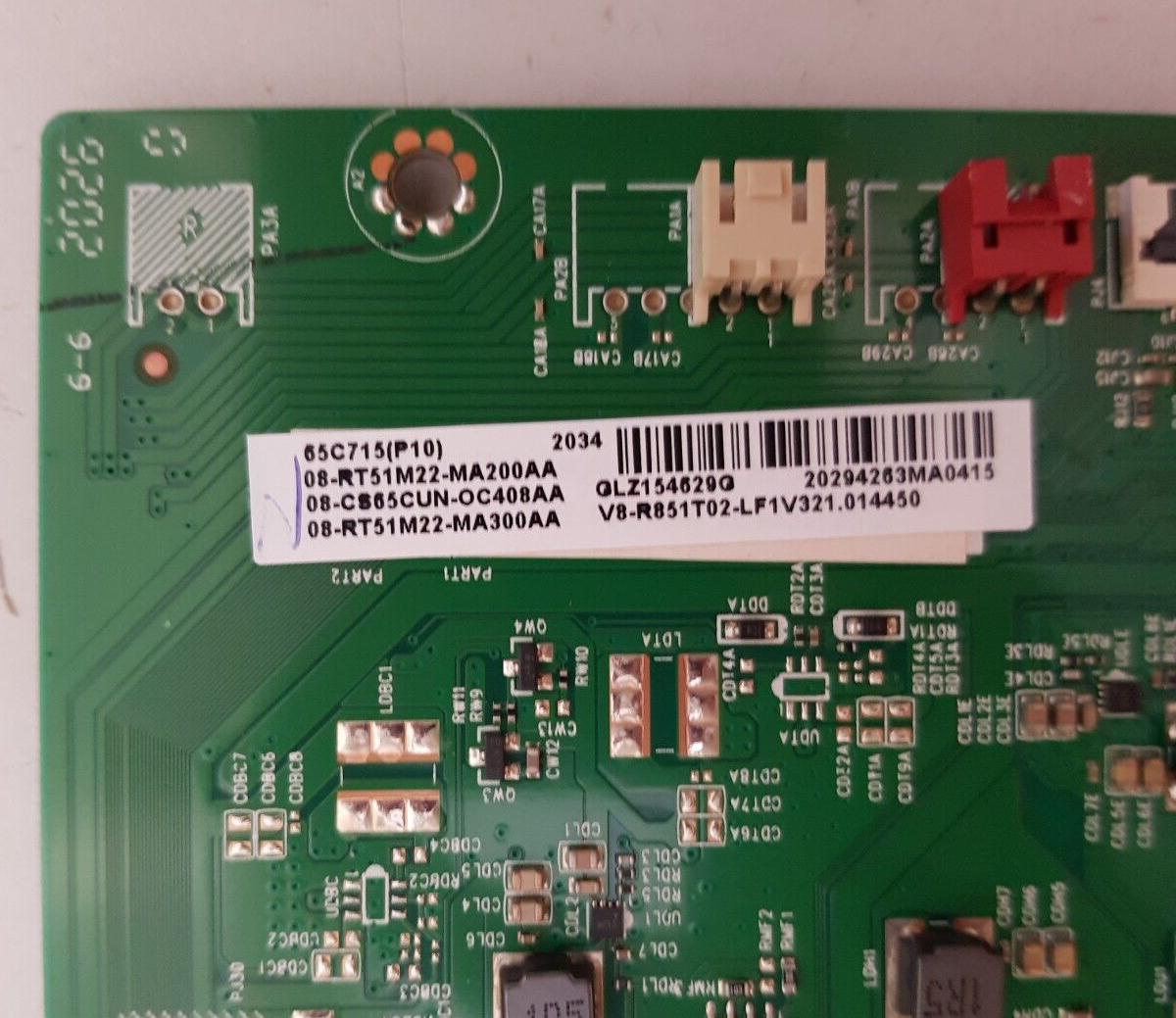 GENUINE TCL 65C715 MAIN BOARD RT2851 40-RT51M1-MAB2HG 08-CS65CUN-OC408AA