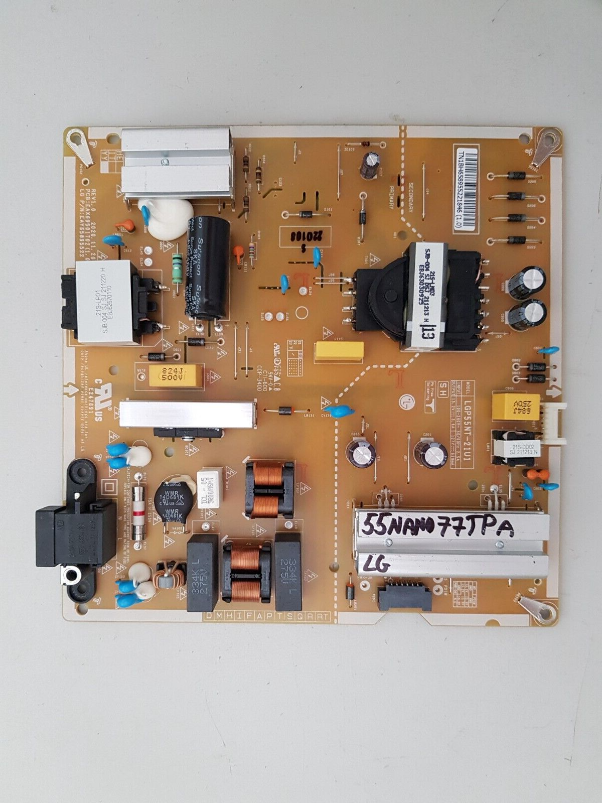GENUINE LG 55NANO77TPA POWER SUPPLY BOARD EAX69501702 1.0 EAY65895522