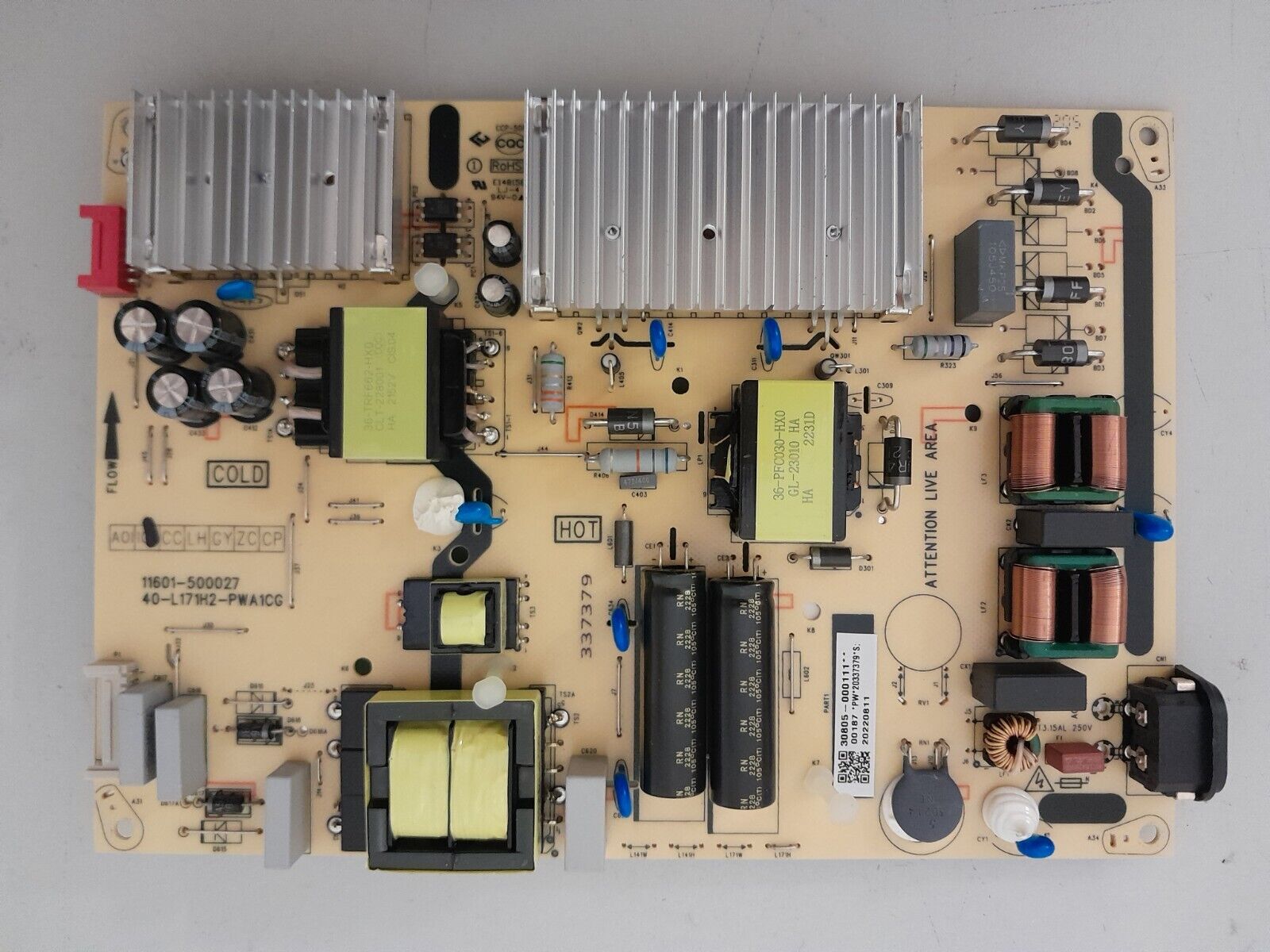 GENUINE FFALCON 65UF3 POWER SUPPLY BOARD 11601-500027 40-L171H2-PWA1CG