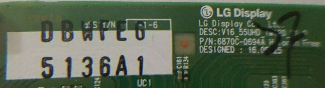 GENUINE LG 55UH615T TCON BOARD 6870C-0694A 6871L-5136A