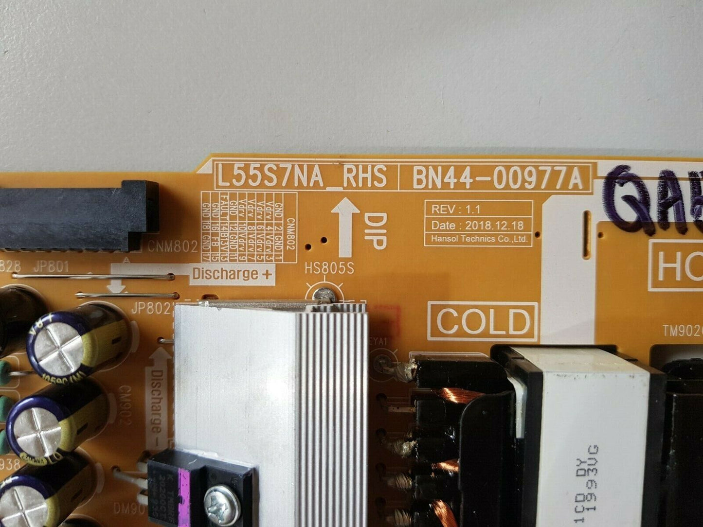 GENUINE SAMSUNG QA55Q75RAW POWER SUPPLY BOARD BN44-00977A L55S7NA_RHS