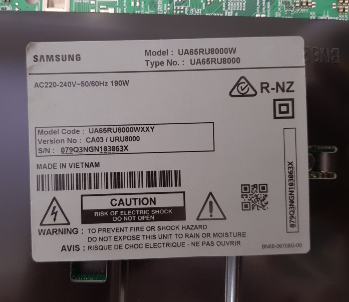 GENUINE SAMSUNG UA65RU8000 WXXY (VER CA03) MAIN BOARD BN94-14156C