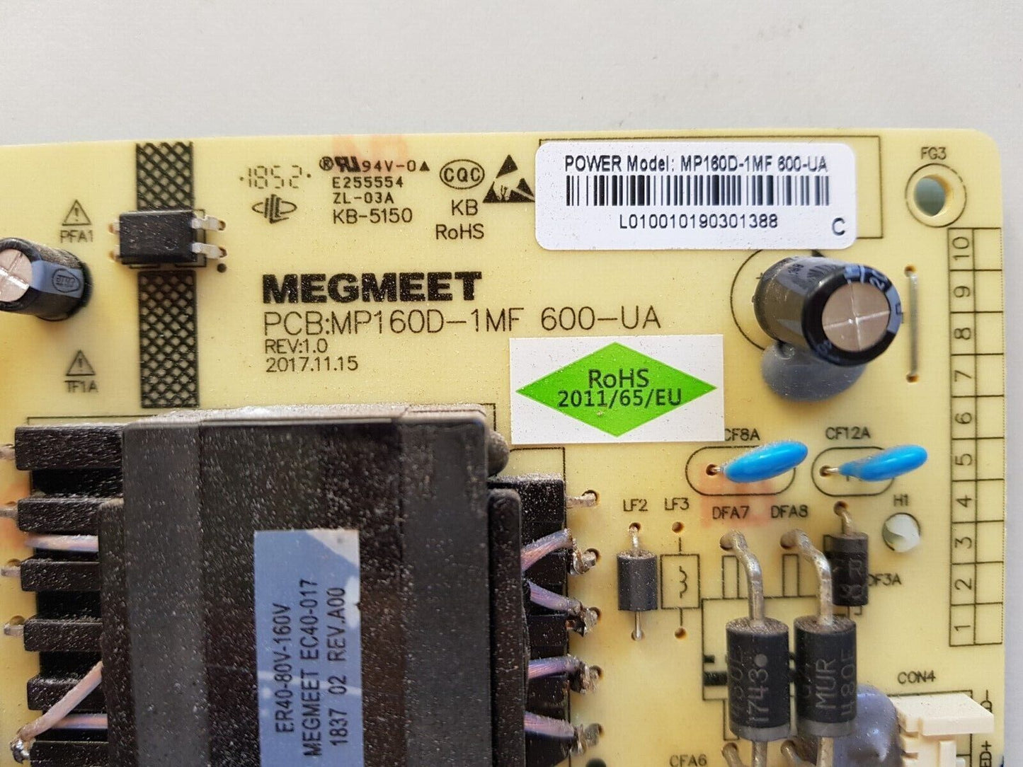 GENUINE BAUHN ATV55UHDS-0519 POWER SUPPLY BOARD MP160D-1MF 600-UA