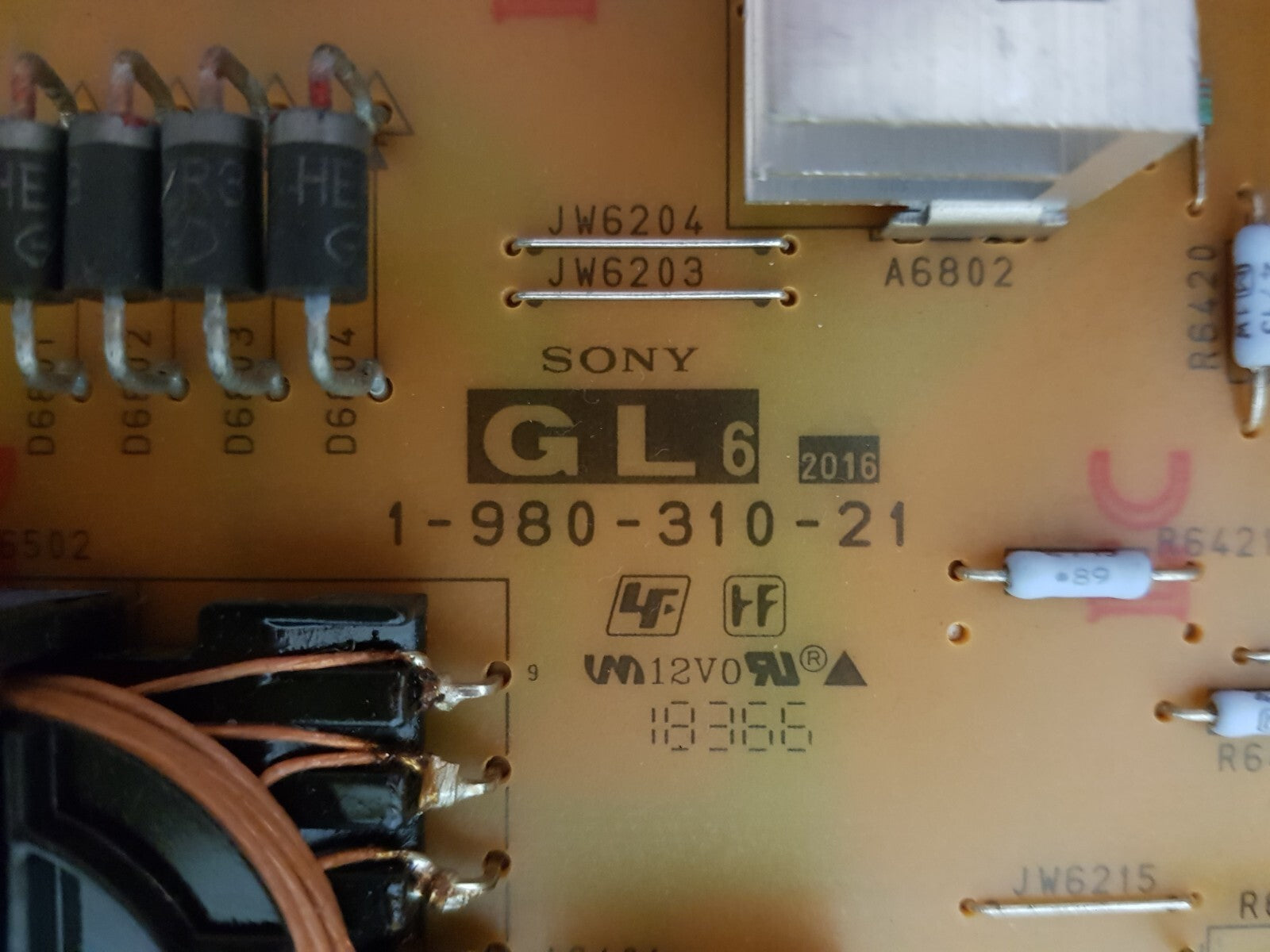GENUINE SONY KD-55X7500F POWER SUPPLY BOARD GL6 APS-395/B 147463323 1-980-310-21