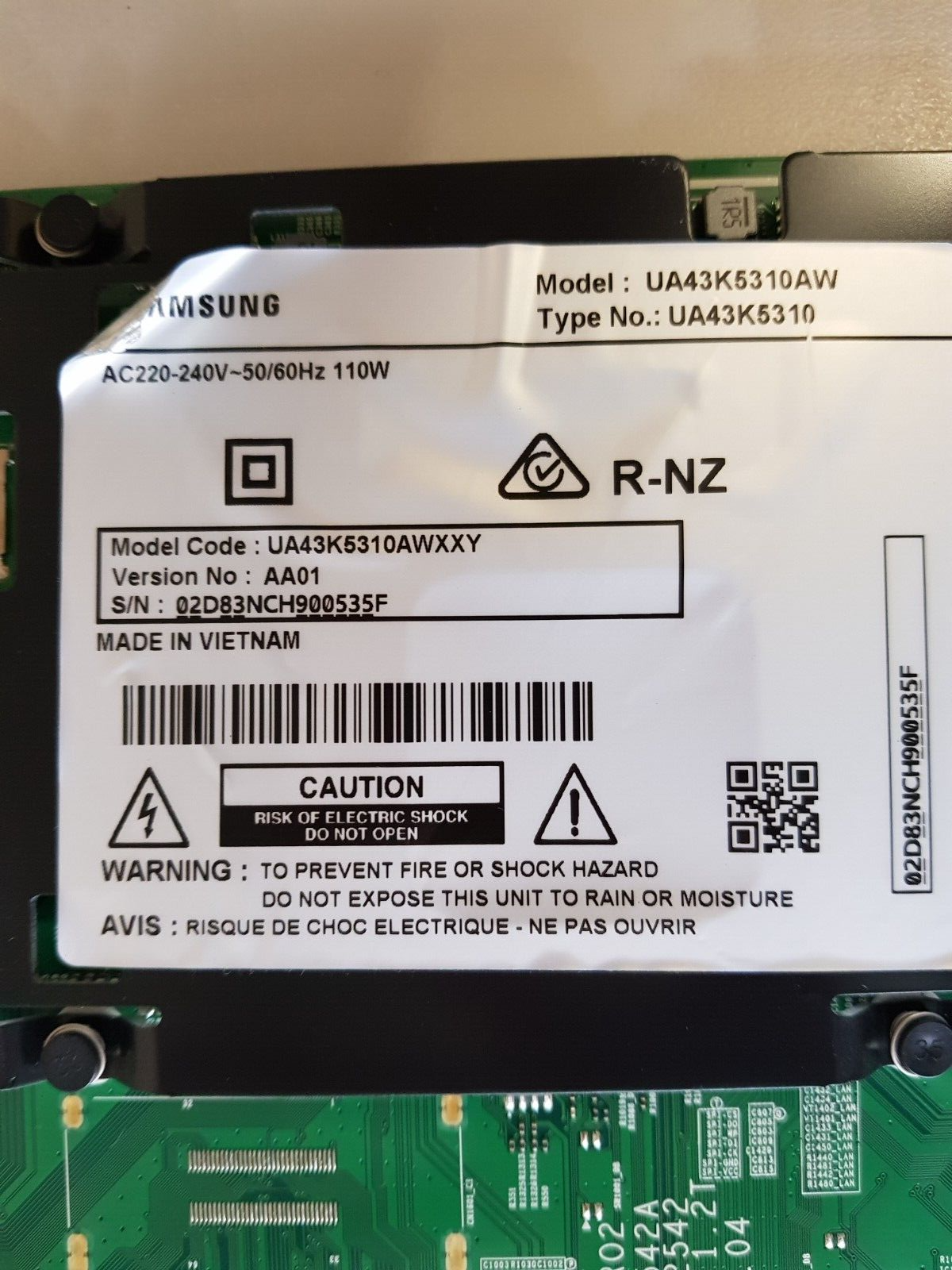 GENUINE SAMSUNG UA43K5310AWXXY (VER AA01) MAIN BOARD BN94-10762M BN41-02542A