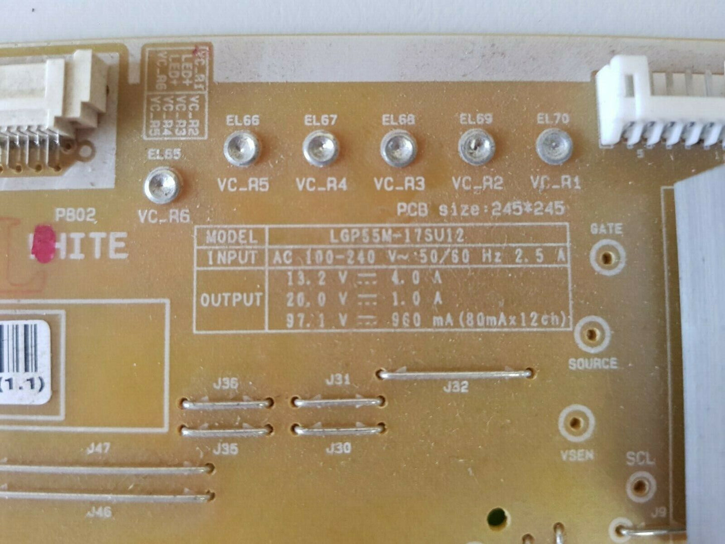 GENUINE LG 55SJ850T POWER SUPPLY BOARD EAY64489651 LGP55M-17SU12 EAX67133101