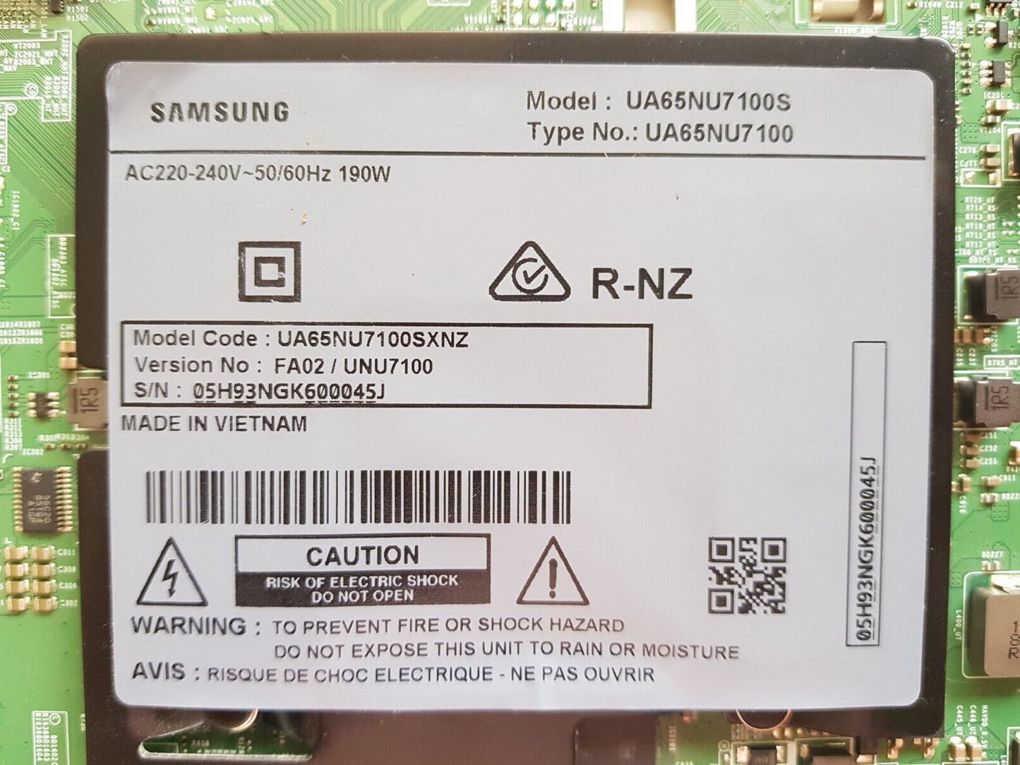 GENUINE SAMSUNG UA65NU7100SXNZ VER FA02 MAIN BOARD BN94-12864K BN41-02635A