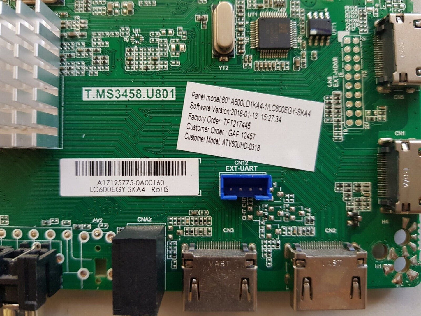 GENUINE BAUHN ATV60UHD-0318 MAIN BOARD T.MS3458.U801LC600EGY-SK44