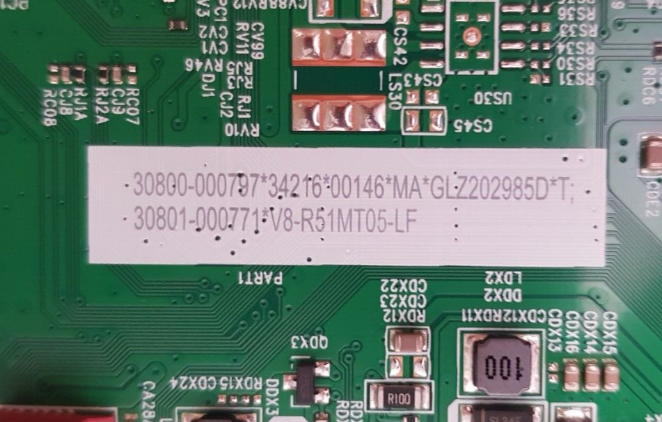GENUINE TCL 75P745 MAIN BOARD 40-R51MCG-MAC2HG 11602-500721 RT2851 RT2851M